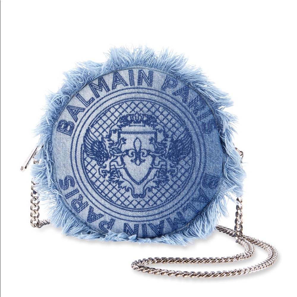 Balmain Denim Disco Circle Crossbody/ Shoulder Bag